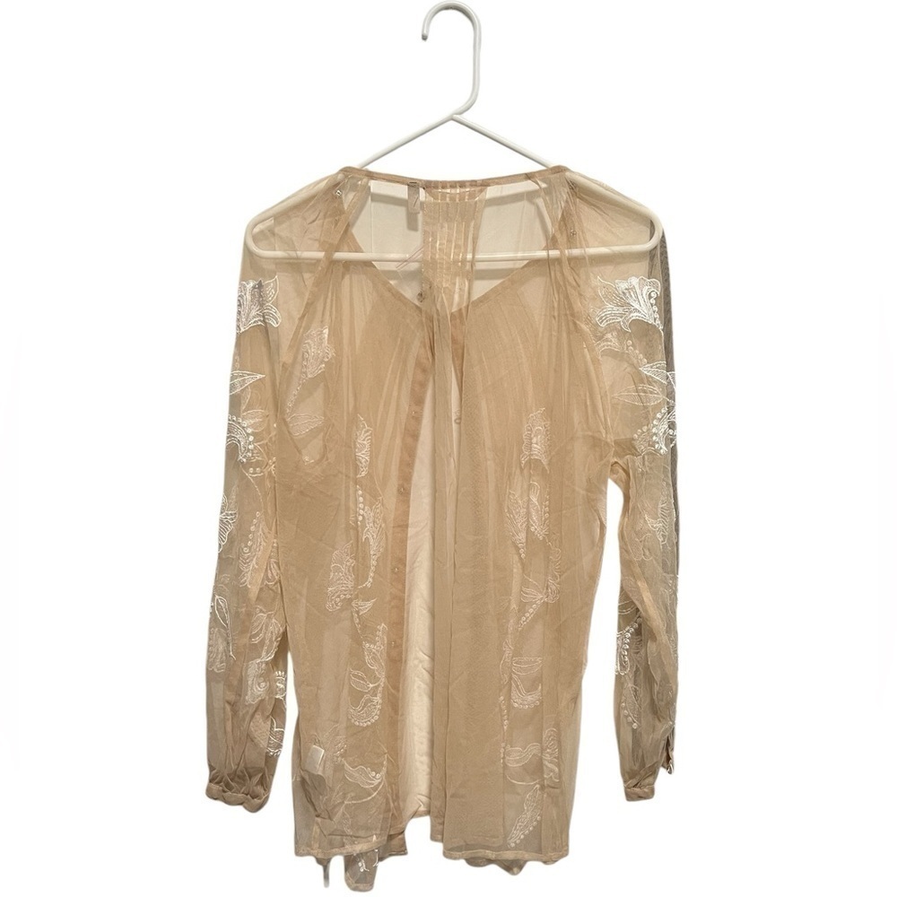 Soft Surroundings CHARLOTTE TOP, New with Tags, Sheer Button Front Blouse - Picture 2 of 6